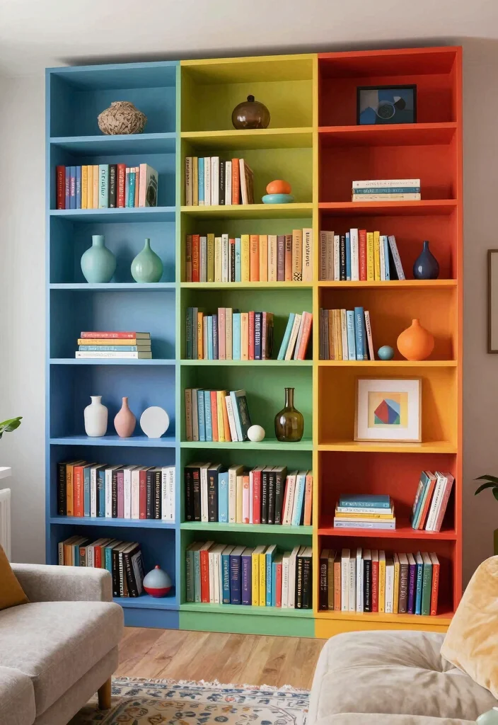 16 Bookshelf Storage Ideas That Maximize Every Inch 41 16 Bookshelf Storage Ideas That Maximize Every Inch - 11. Color-Coded Bookshelves for a Bold Statement 1
