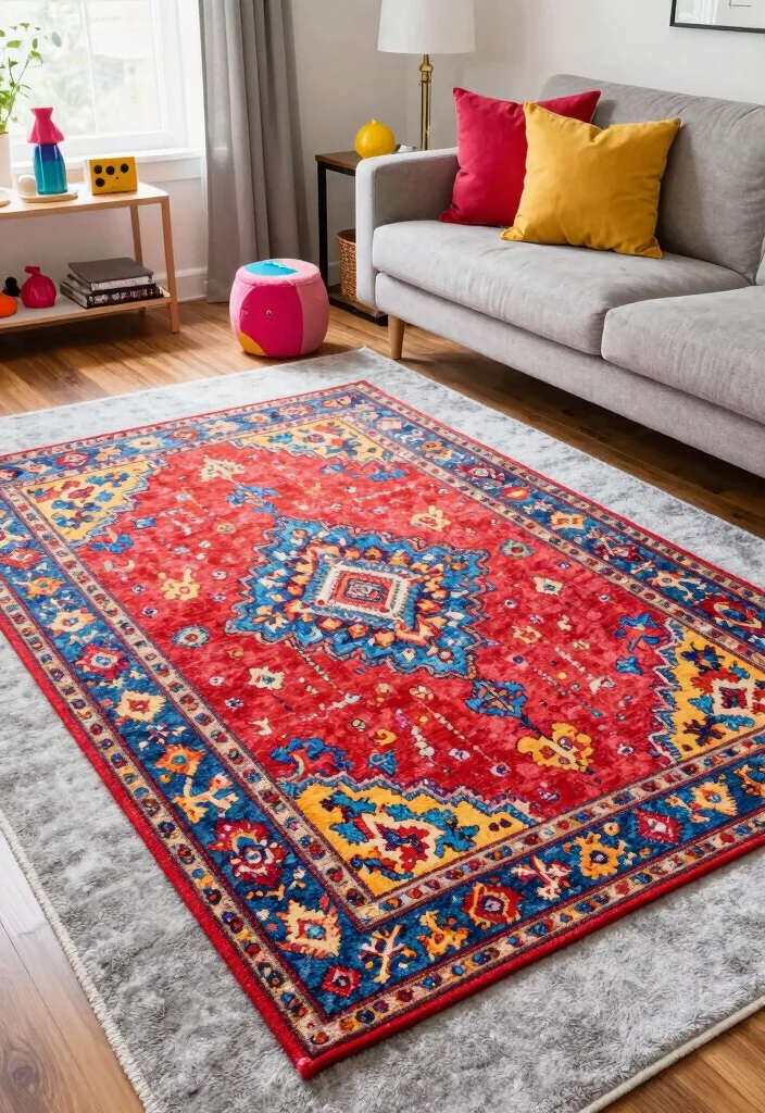 16 Double Rug Living Room Ideas That Layer Beautifully 25 16 Double Rug Living Room Ideas That Layer Beautifully - 5. Playful Contrasts 1