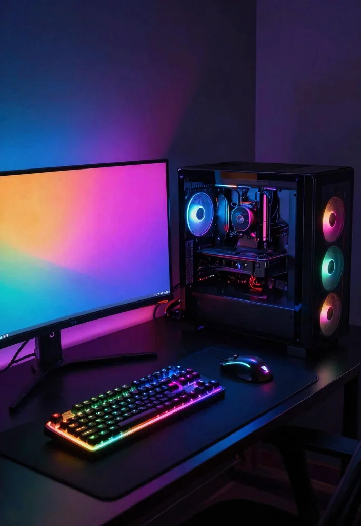 16 Gaming PC Desk Setup Ideas That Feel Powerful - 6. RGB Inspired Dream 1