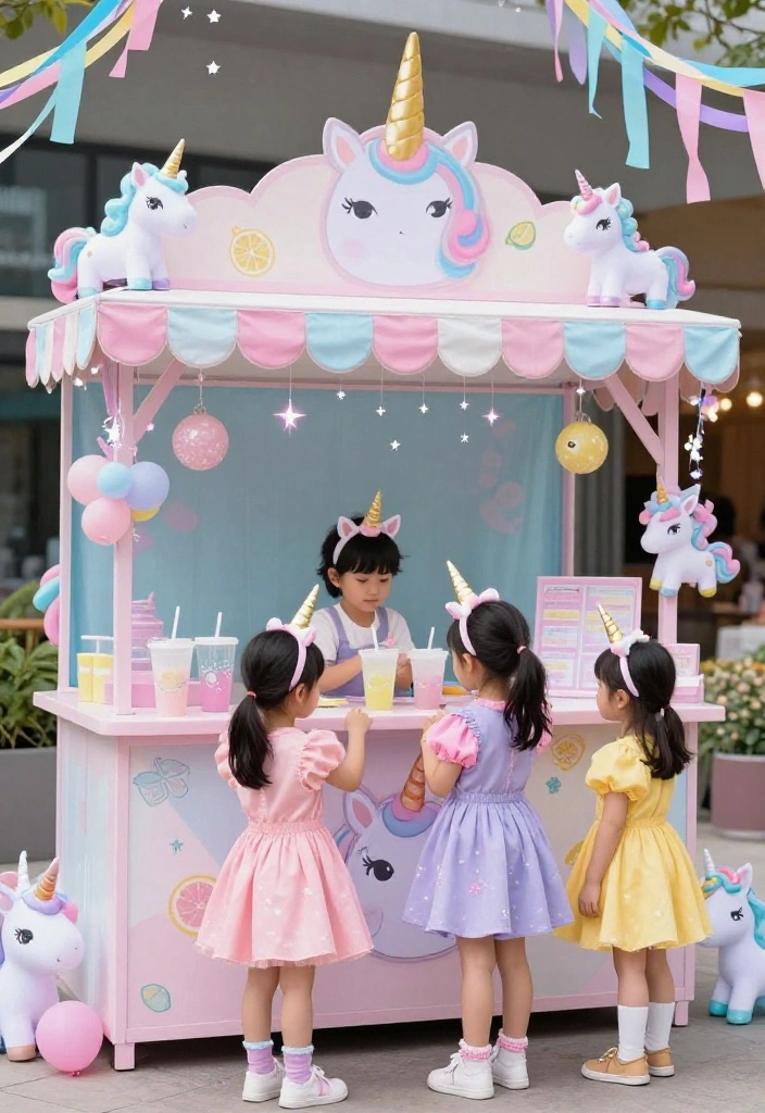 16 Lemonade Stand Photo Shoot Ideas With Cute Vibes - 10. Magical Unicorn Theme 1