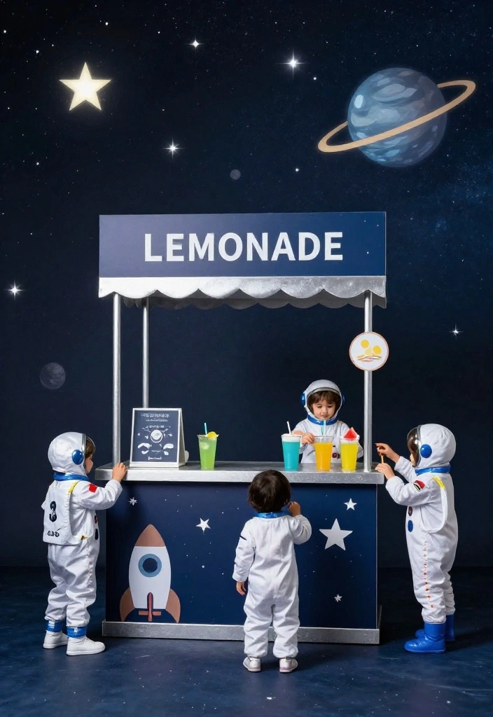 16 Lemonade Stand Photo Shoot Ideas With Cute Vibes - 14. Space Adventure Theme 1