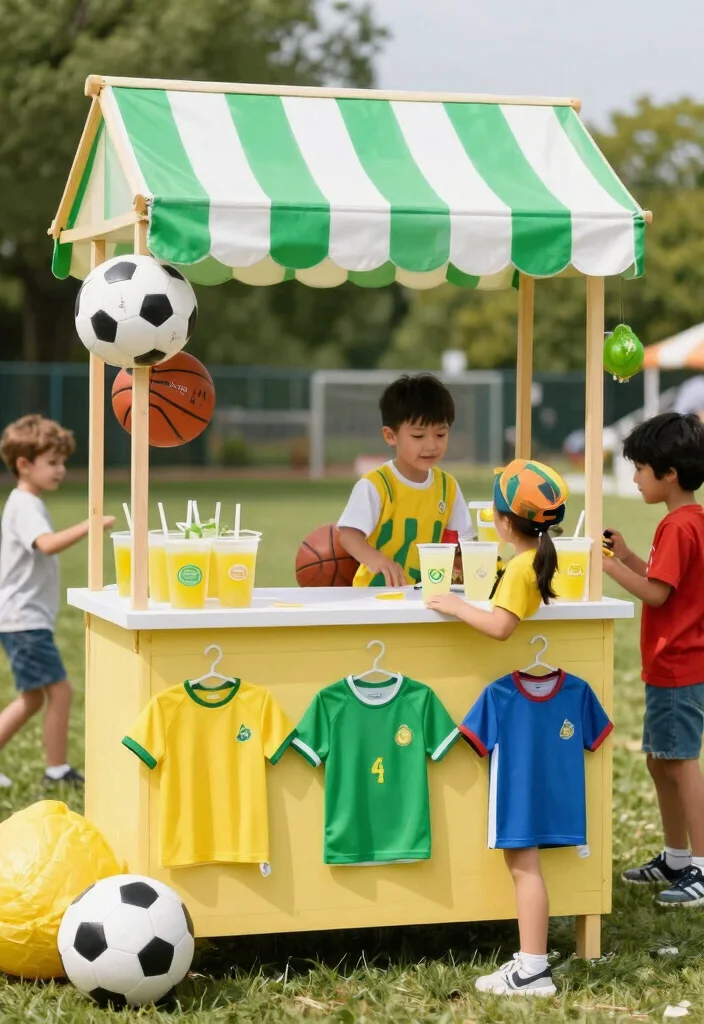 16 Lemonade Stand Photo Shoot Ideas With Cute Vibes - 15. Sports Day Lemonade Stand 1