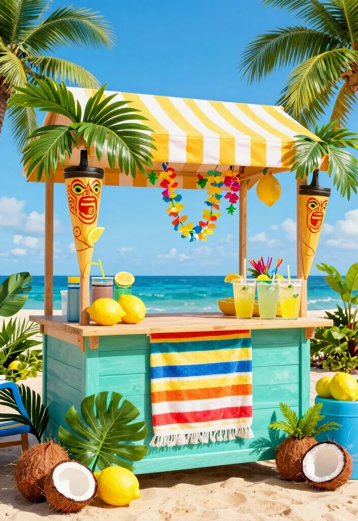 16 Lemonade Stand Photo Shoot Ideas With Cute Vibes - 4. Tropical Paradise Vibe 1