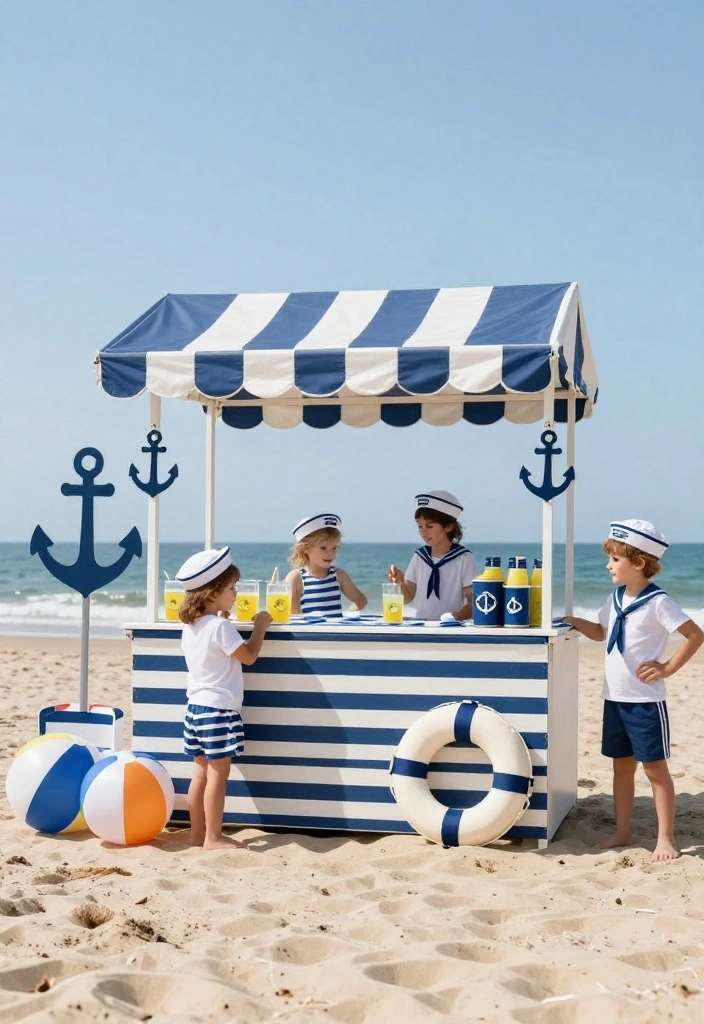 16 Lemonade Stand Photo Shoot Ideas With Cute Vibes - 9. Nautical Adventure Theme 1