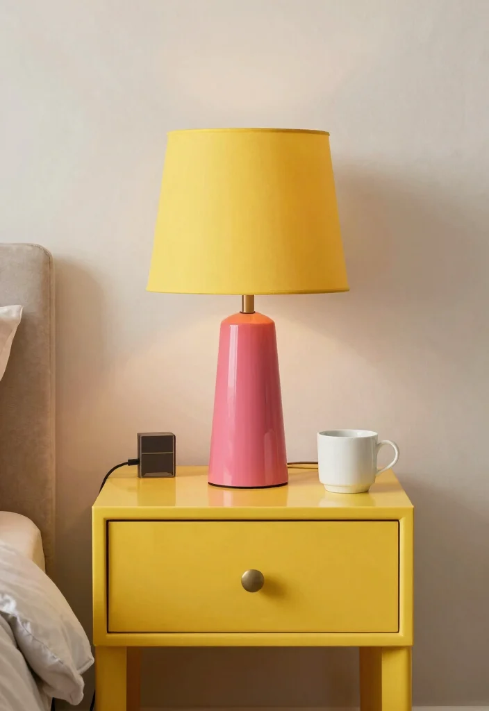 16 Nightstand Decor With Lamp Ideas That Glow Beautifully 43 16 Nightstand Decor With Lamp Ideas That Glow Beautifully - 13. Statement Colors 1