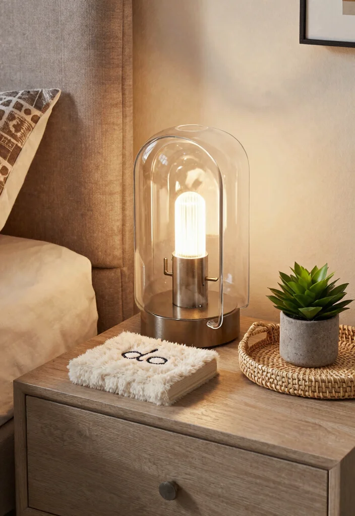 16 Nightstand Decor With Lamp Ideas That Glow Beautifully 14 16 Nightstand Decor With Lamp Ideas That Glow Beautifully - 4. Layered Textures 1