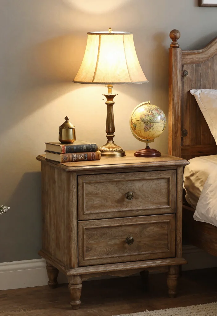 16 Nightstand Decor With Lamp Ideas That Glow Beautifully 25 16 Nightstand Decor With Lamp Ideas That Glow Beautifully - 5. Vintage Charm 1