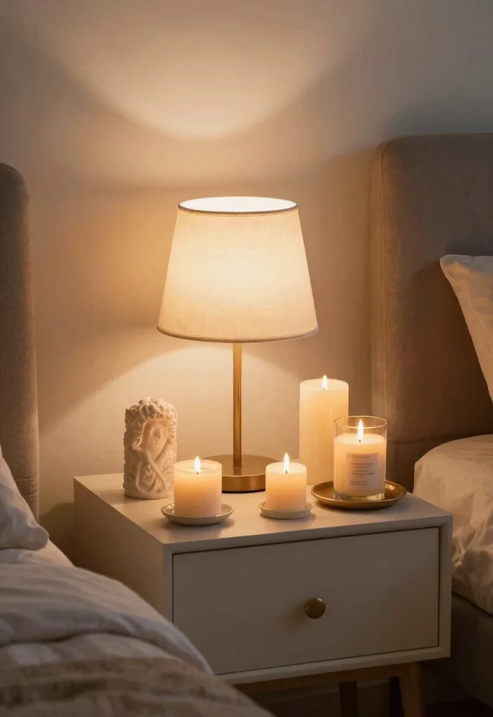 16 Nightstand Decor With Lamp Ideas That Glow Beautifully 27 16 Nightstand Decor With Lamp Ideas That Glow Beautifully - 7. Cozy Candlelight 1
