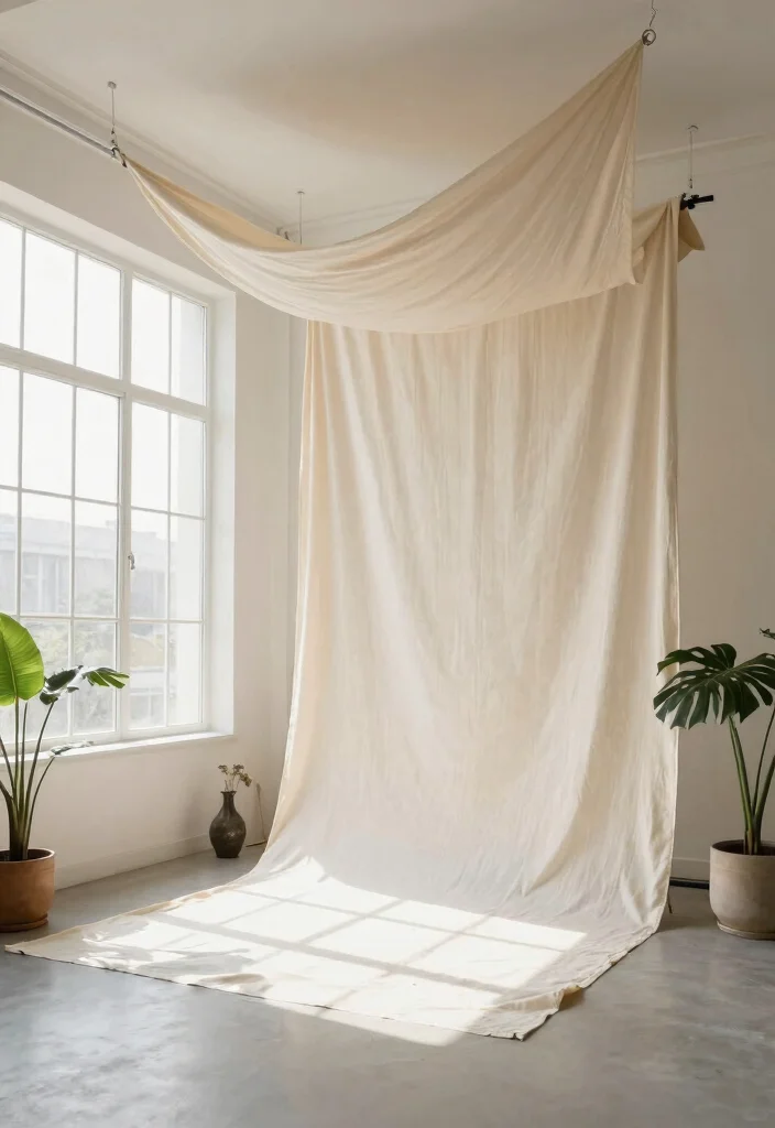 16 Photography Backdrop Stand Ideas for Stunning Shoots - 11. Hanging Backdrops from the Ceiling 1