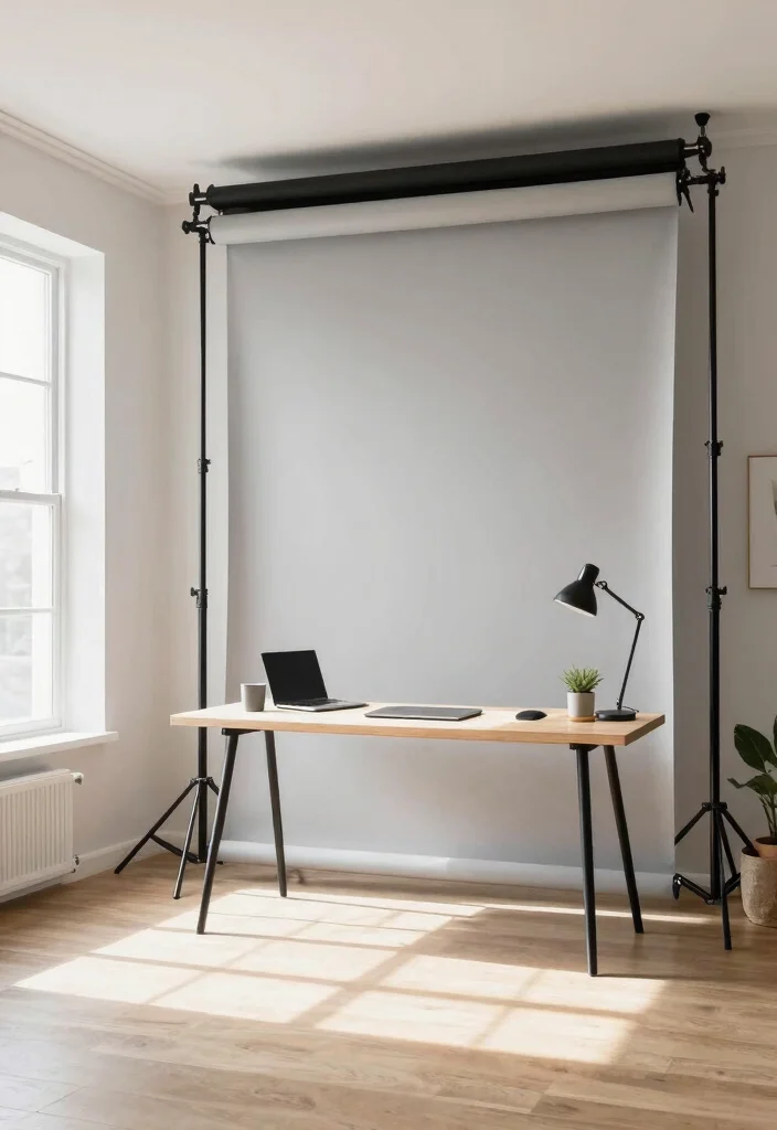 16 Photography Backdrop Stand Ideas for Stunning Shoots - 5. Ceiling-Mounted Solutions 1