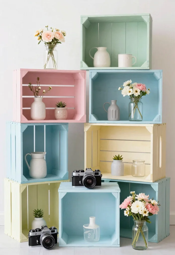 16 Photography Backdrop Stand Ideas for Stunning Shoots - 7. Crate Displays 1
