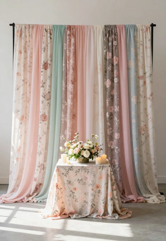 16 Photography Backdrop Stand Ideas for Stunning Shoots - 8. Fabric Curtain Backdrops 1