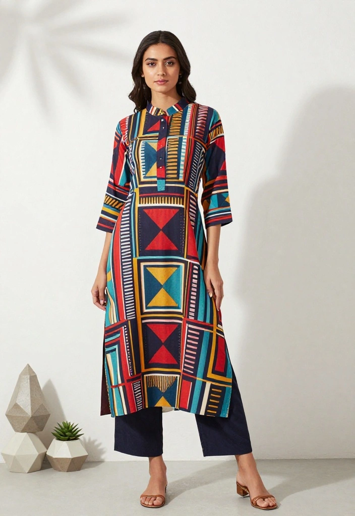 16 Stand Collar Kurti Pattern 2026 Trending Ideas With Elegant Detail 12 16 Stand Collar Kurti Pattern 2026 Trending Ideas With Elegant Detail - 2. Geometric Elegance 1