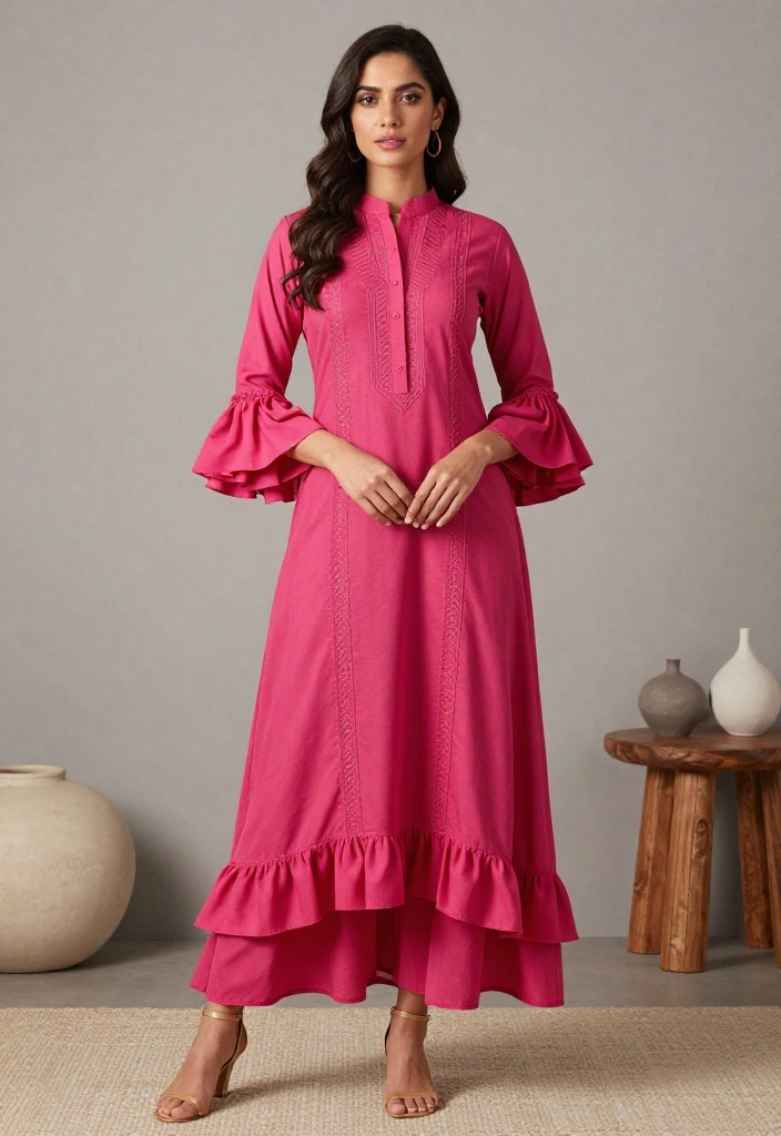 16 Stand Collar Kurti Pattern 2026 Trending Ideas With Elegant Detail 29 16 Stand Collar Kurti Pattern 2026 Trending Ideas With Elegant Detail - 9. Statement Sleeves 1