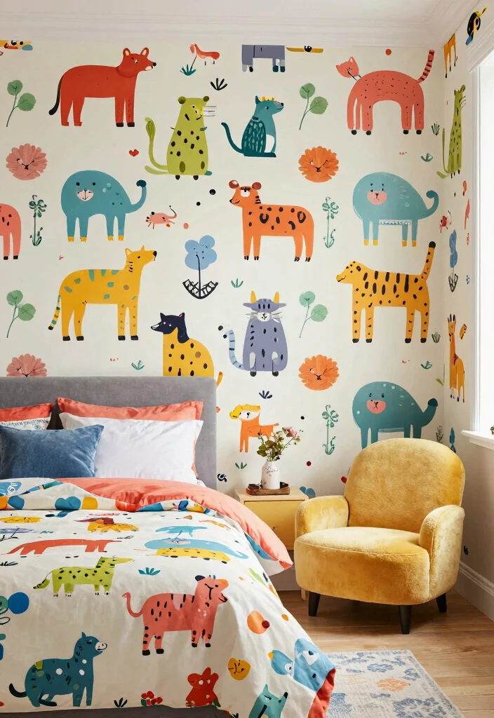 16 Wallpaper Bedroom Feature Wall 2026 Trending Ideas That Pop Beautifully - 11. Playful Patterns 1