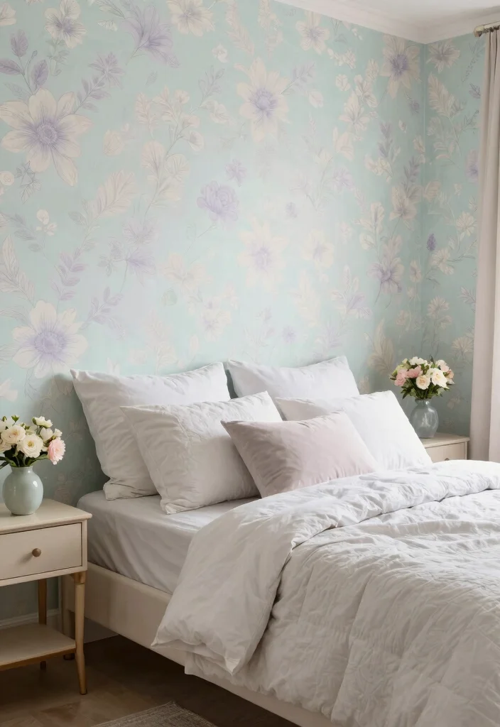 16 Wallpaper Bedroom Feature Wall 2026 Trending Ideas That Pop Beautifully - 12. Soft Pastels 1