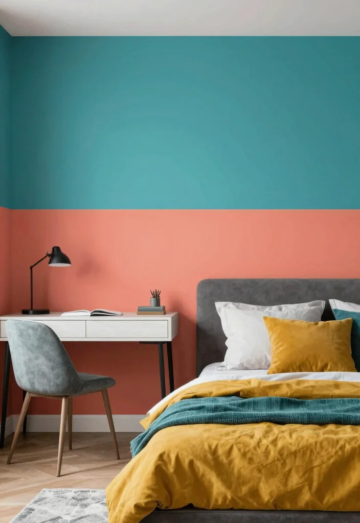 16 Wallpaper Bedroom Feature Wall 2026 Trending Ideas That Pop Beautifully - 13. Color Blocked Designs 1