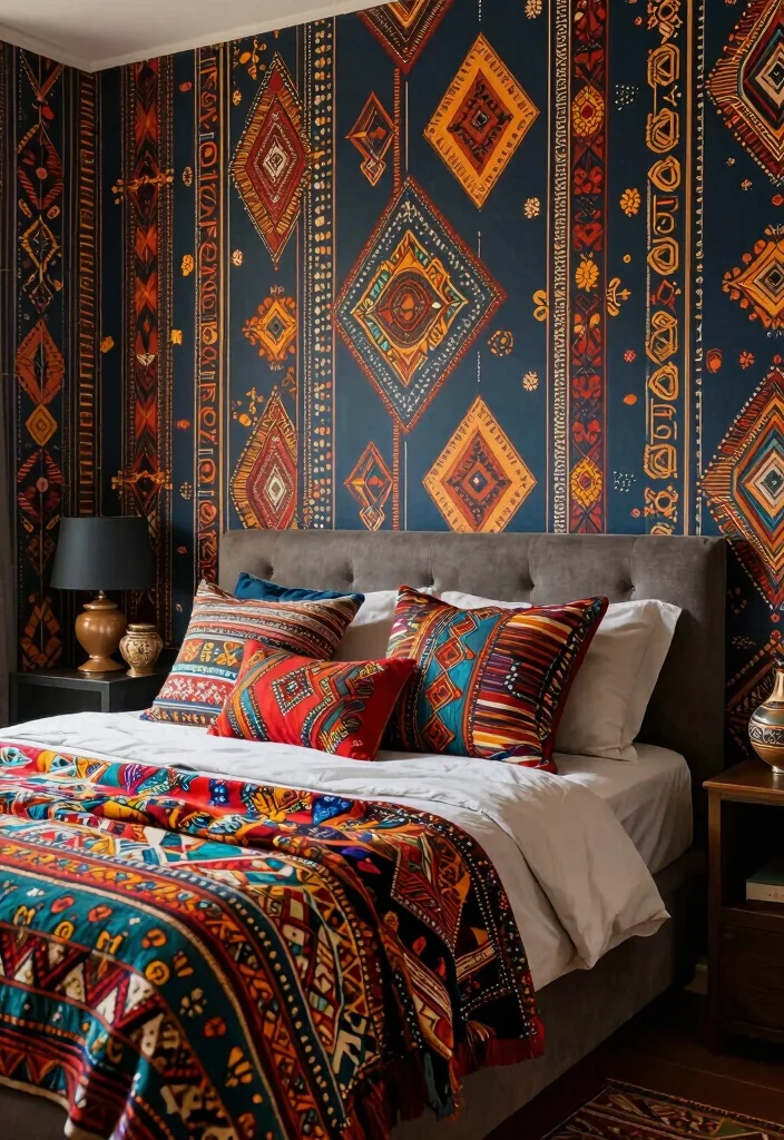 16 Wallpaper Bedroom Feature Wall 2026 Trending Ideas That Pop Beautifully - 14. Ethnic Prints 1