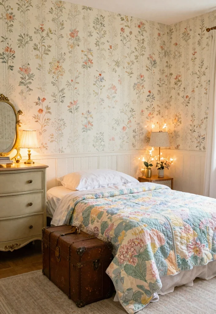 16 Wallpaper Bedroom Feature Wall 2026 Trending Ideas That Pop Beautifully - 5. Vintage Charm 1