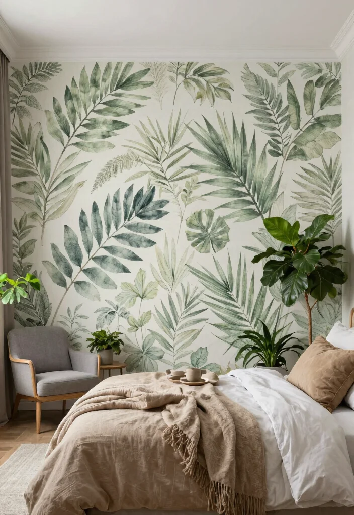 16 Wallpaper Bedroom Feature Wall 2026 Trending Ideas That Pop Beautifully - 7. Nature-Inspired Patterns 1