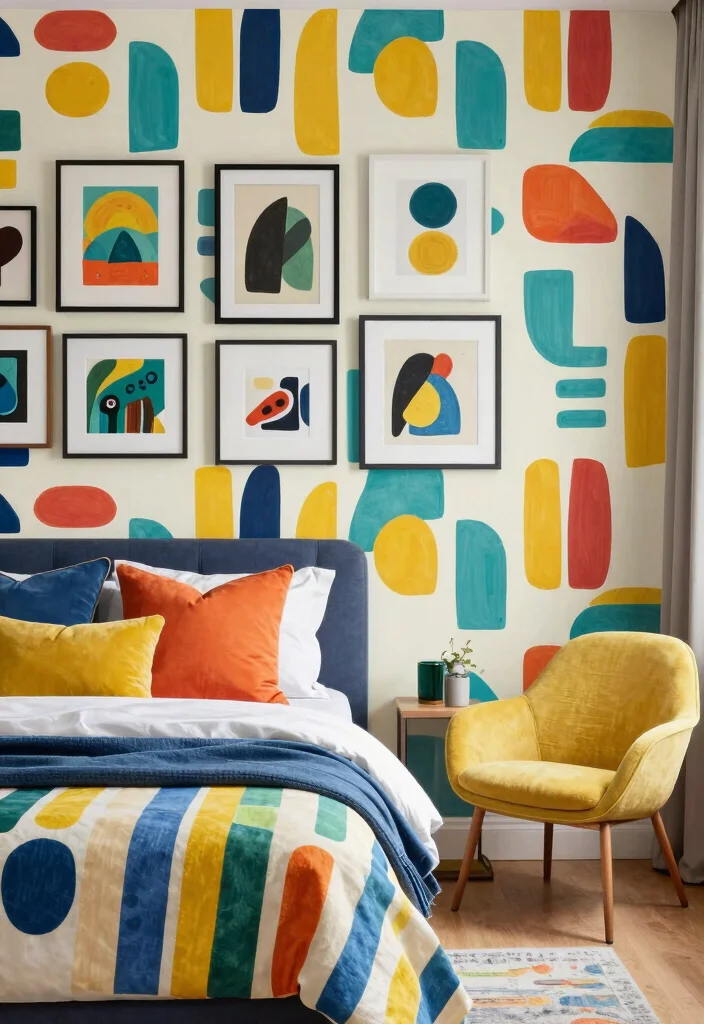 16 Wallpaper Bedroom Feature Wall 2026 Trending Ideas That Pop Beautifully - 8. Artistic Expressions 1