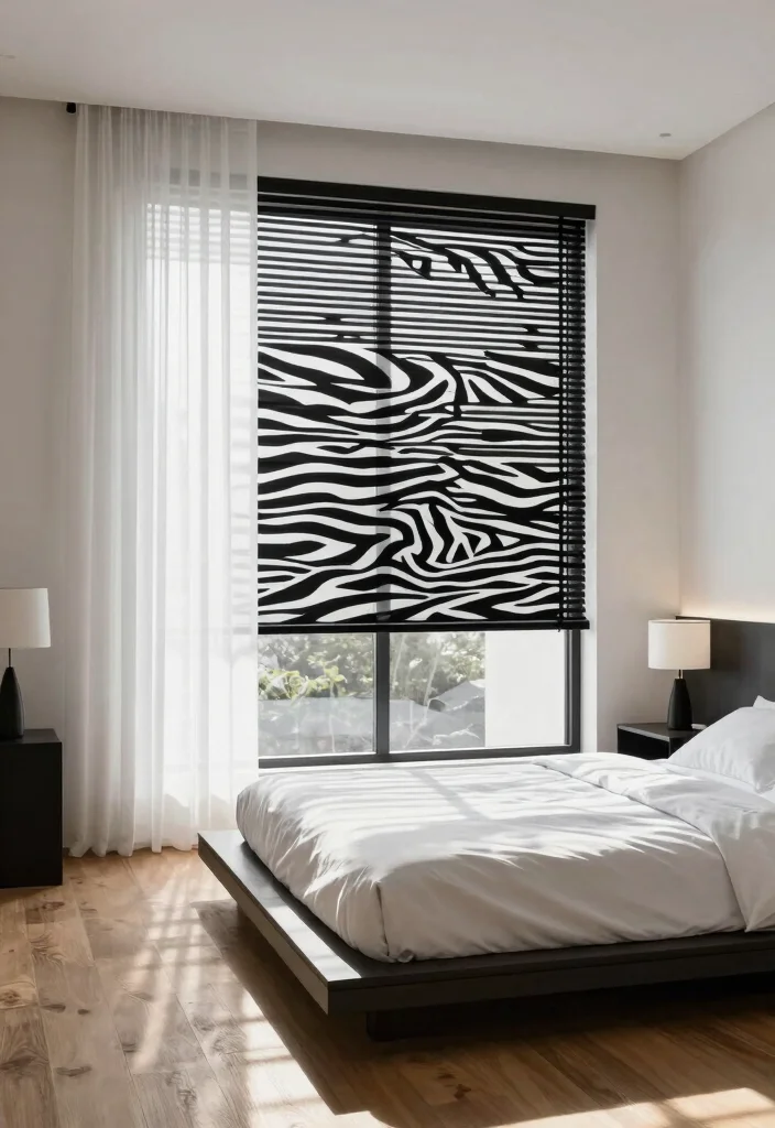 16 Zebra Blinds With Curtains Ideas That Feel Modern - 1. Sleek Monochrome Elegance 1