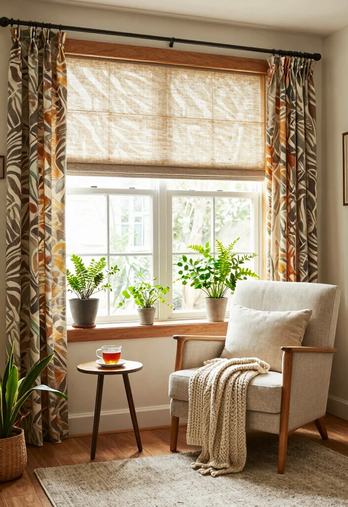 16 Zebra Blinds With Curtains Ideas That Feel Modern - 2. Boho Vibes with Earthy Tones 1
