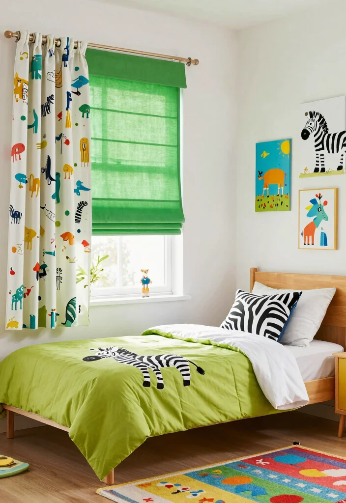 16 Zebra Blinds With Curtains Ideas That Feel Modern - 5. Bright and Colorful Combinations 1