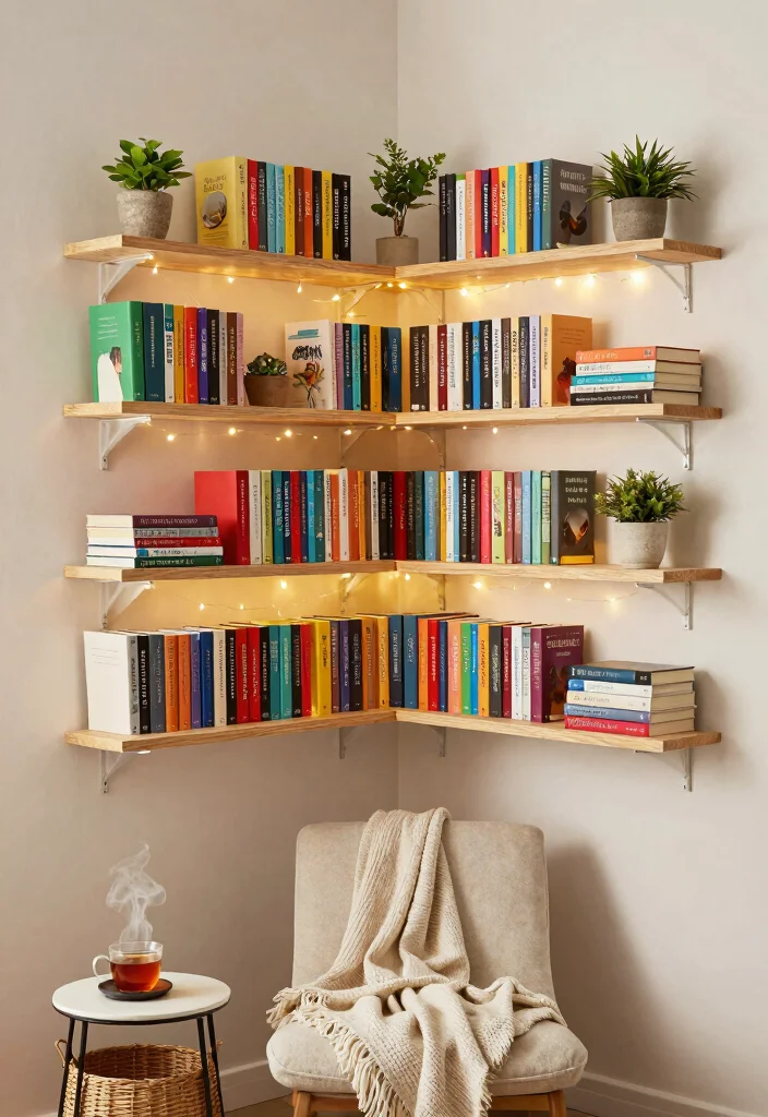 17 Corner Bookshelf Ideas Living Room Spaces Will Love 1 17 Corner Bookshelf Ideas Living Room Spaces Will Love - 1. Floating Shelves for a Minimalist Touch 1