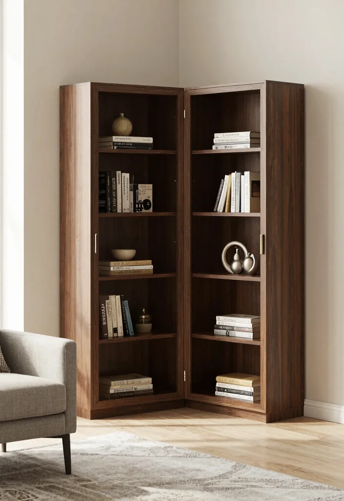 17 Corner Bookshelf Ideas Living Room Spaces Will Love 44 17 Corner Bookshelf Ideas Living Room Spaces Will Love - 14. Corner Bookshelf with Sliding Doors 1
