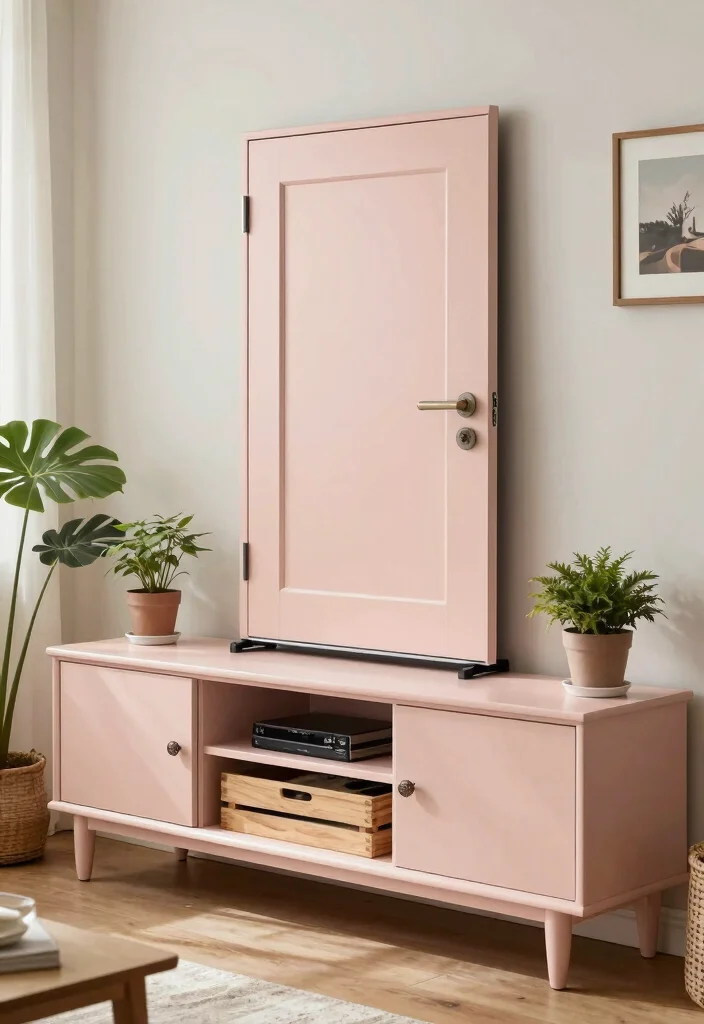 17 Homemade TV Stand Ideas That Look Custom Built 25 17 Homemade TV Stand Ideas That Look Custom Built - 5. Repurposed Door TV Stand 1