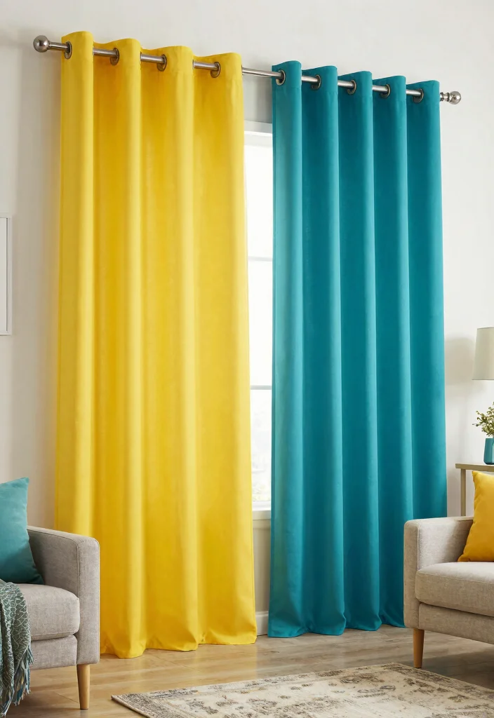 17 Living Room Curtains 2026 Trending Ideas That Transform Your Space 41 17 Living Room Curtains 2026 Trending Ideas That Transform Your Space - 11. Color Blocking 1