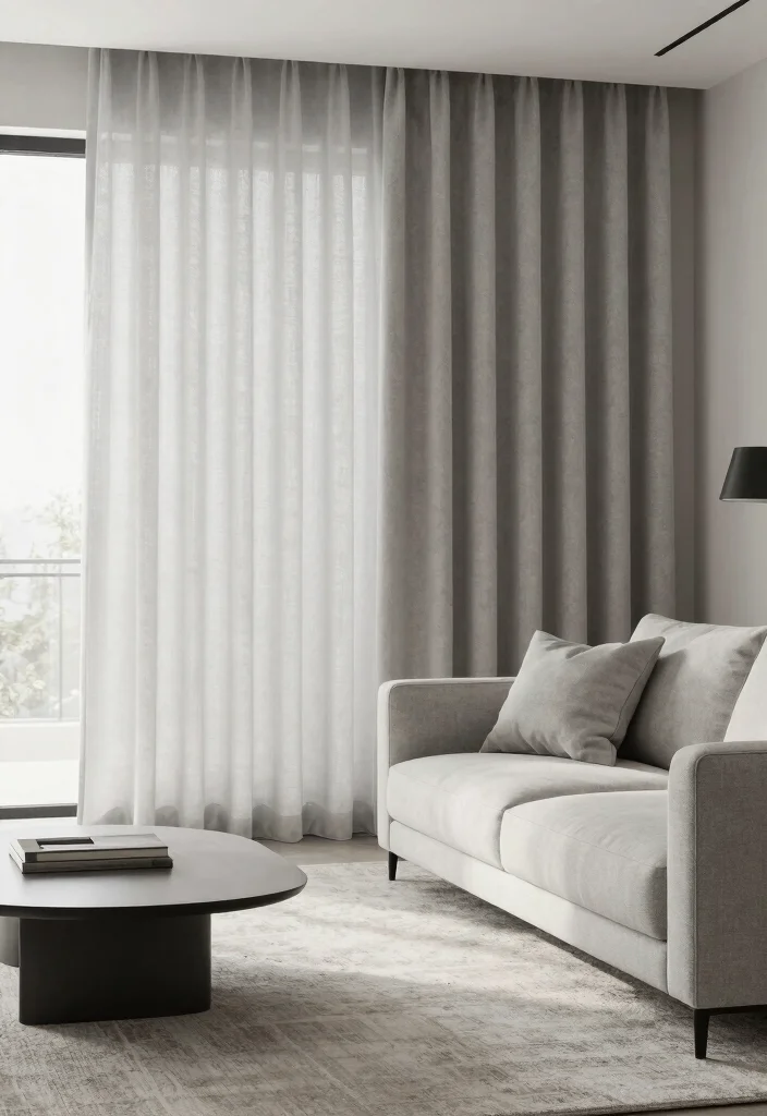 17 Lounge Curtains Ideas That Feel Soft & Stylish 33 17 Lounge Curtains Ideas That Feel Soft & Stylish - 13. Minimalistic Neutral Tones 1