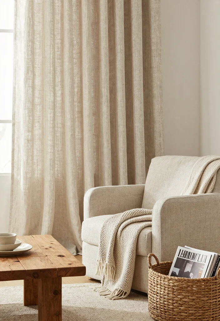 17 Lounge Curtains Ideas That Feel Soft & Stylish 12 17 Lounge Curtains Ideas That Feel Soft & Stylish - 2. Textured Linen Drapes 1