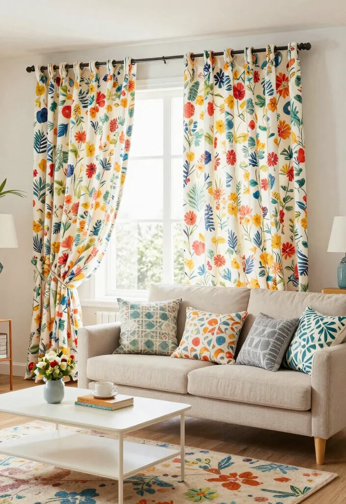 17 Lounge Curtains Ideas That Feel Soft & Stylish 27 17 Lounge Curtains Ideas That Feel Soft & Stylish - 7. Playful Patterned Fabrics 1
