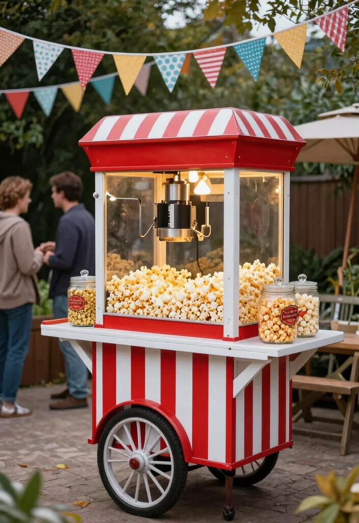 17 Popcorn Stand Ideas That Feel Fun & Festive - 1. Vintage Popcorn Cart 1