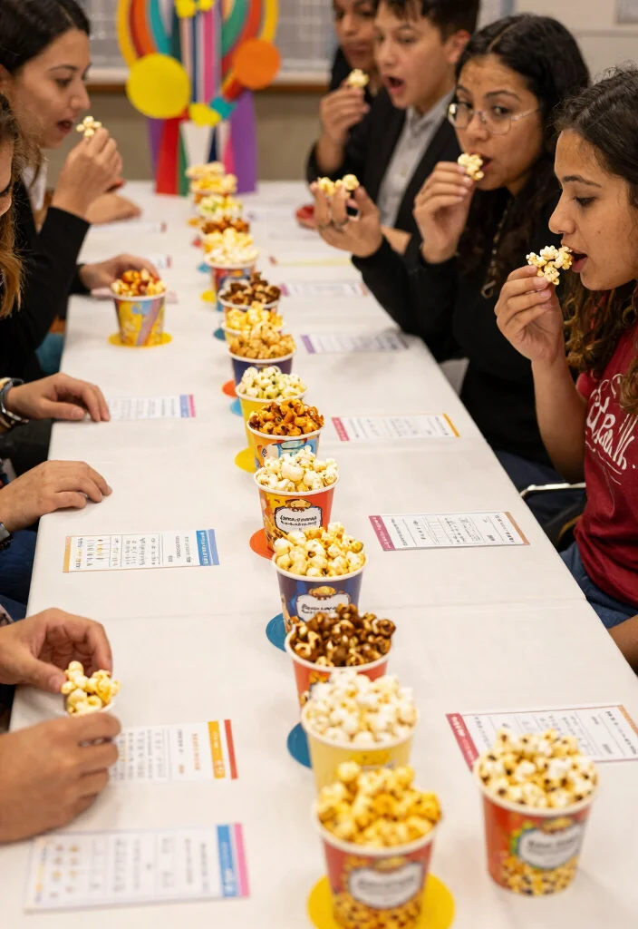 17 Popcorn Stand Ideas That Feel Fun & Festive - 6. Mini Popcorn Tasting Station 1