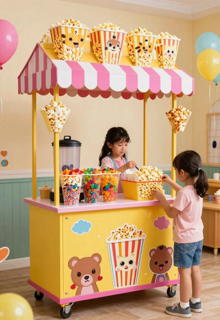 17 Popcorn Stand Ideas That Feel Fun & Festive - 7. Themed Popcorn Stand for Kids 1