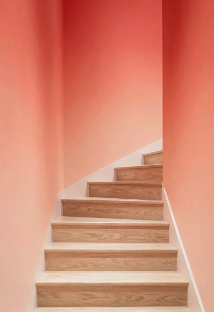 17 Wallpaper on Stairs Wall Ideas With Bold Impact - 10. Colorful Ombre Effects 1