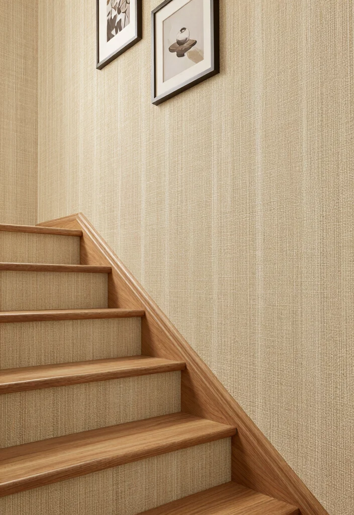 17 Wallpaper on Stairs Wall Ideas With Bold Impact - 4. Textured Wallpaper for Dimension 1