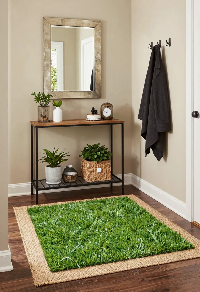 17 Wet Grass Rug Ideas With Fresh Natural Texture - 10. Textured Entryways with Wet Grass Rugs 1