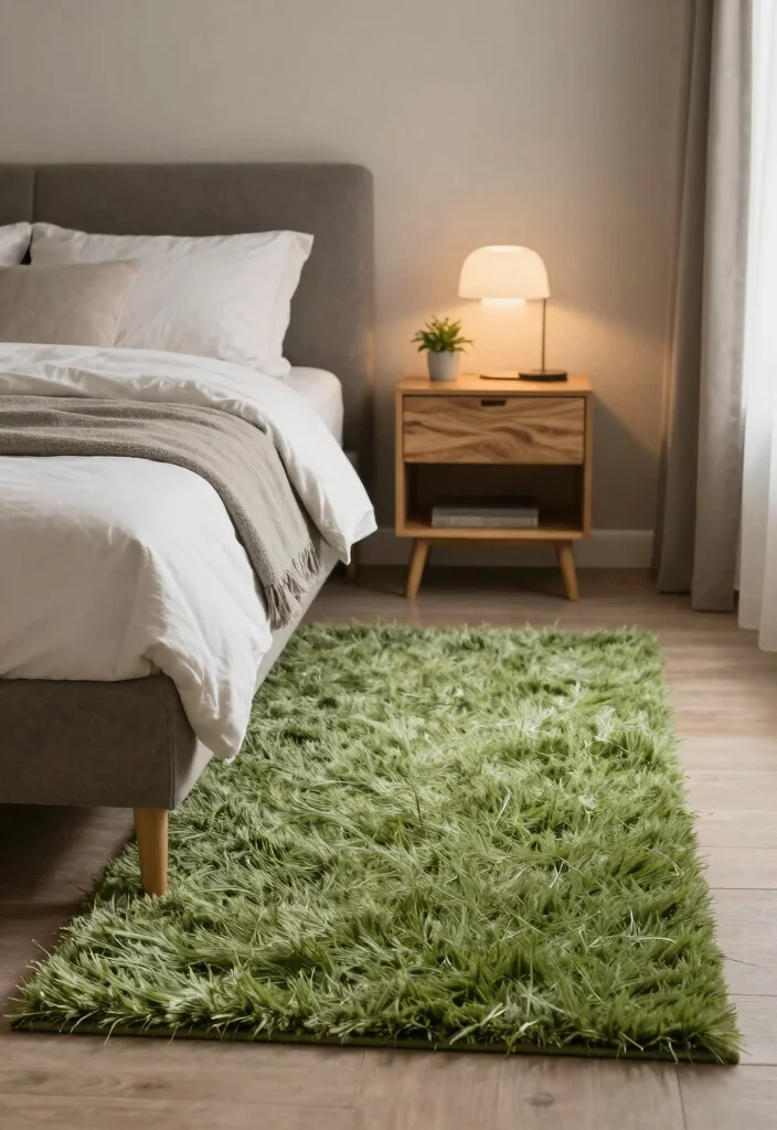 17 Wet Grass Rug Ideas With Fresh Natural Texture - 12. Elegant Bedrooms with Soft Wet Grass Rugs 1