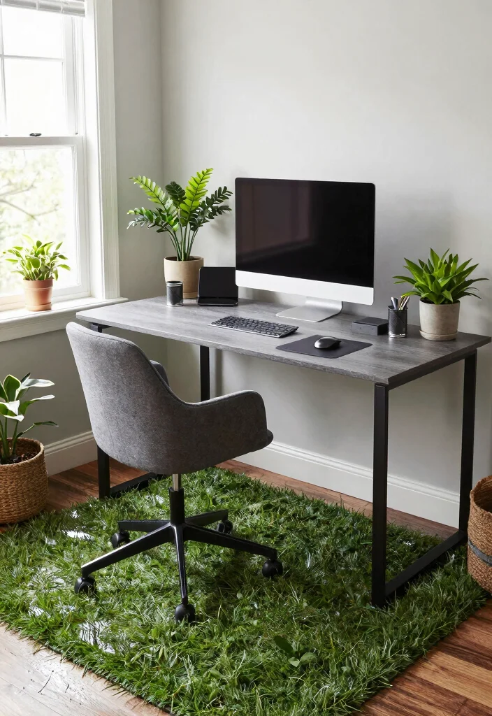 17 Wet Grass Rug Ideas With Fresh Natural Texture - 13. Stylish Home Offices with Functional Wet Grass Rugs 1