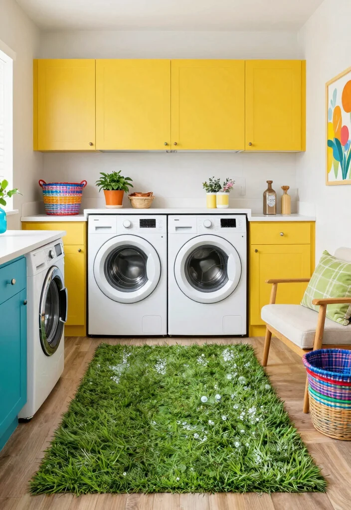 17 Wet Grass Rug Ideas With Fresh Natural Texture - 14. Charming Laundry Rooms with Wet Grass Rugs 1