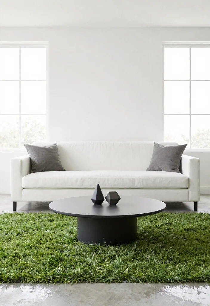 17 Wet Grass Rug Ideas With Fresh Natural Texture - 5. Minimalist Chic with Textured Wet Grass Rugs 1