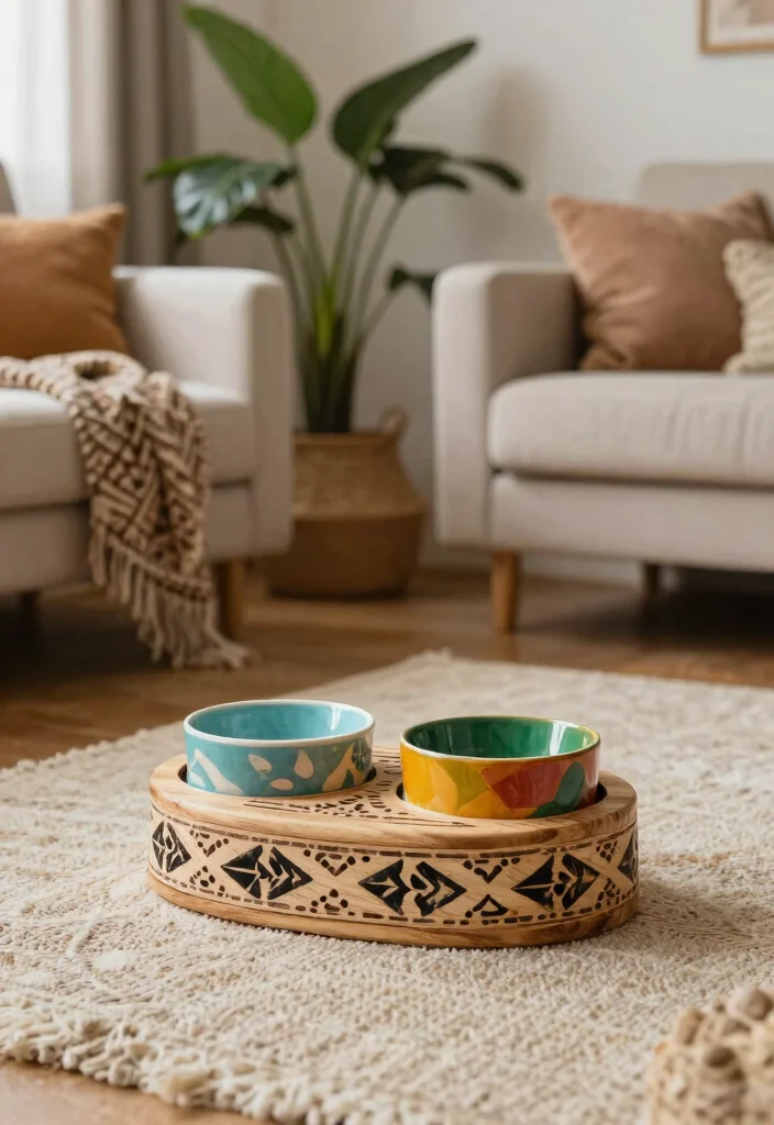 18 Dog Bowl Stand Ideas That Feel Stylish & Practical - 18. Boho Chic Stands 1