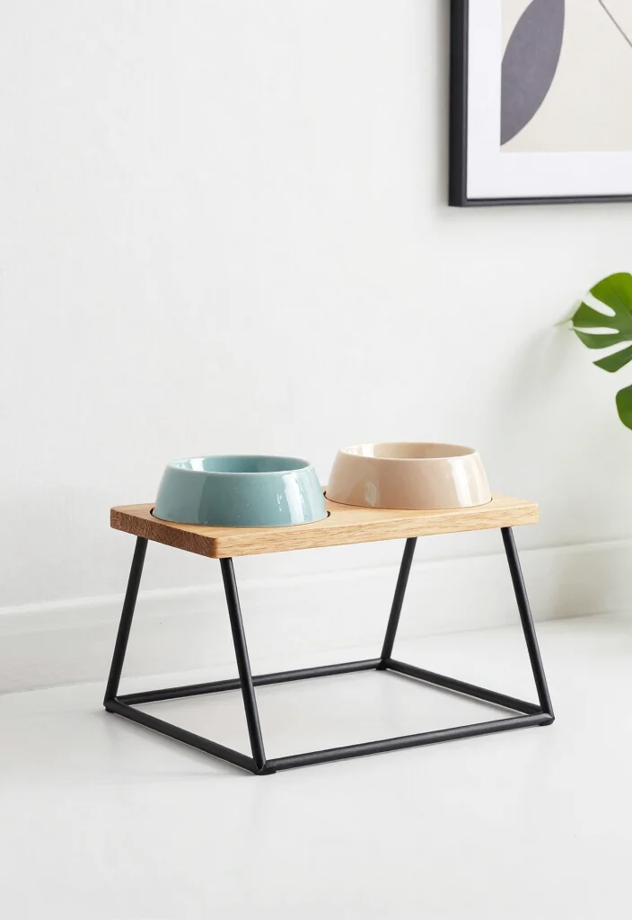 18 Dog Bowl Stand Ideas That Feel Stylish & Practical - 4. Modern Geometric Forms 1