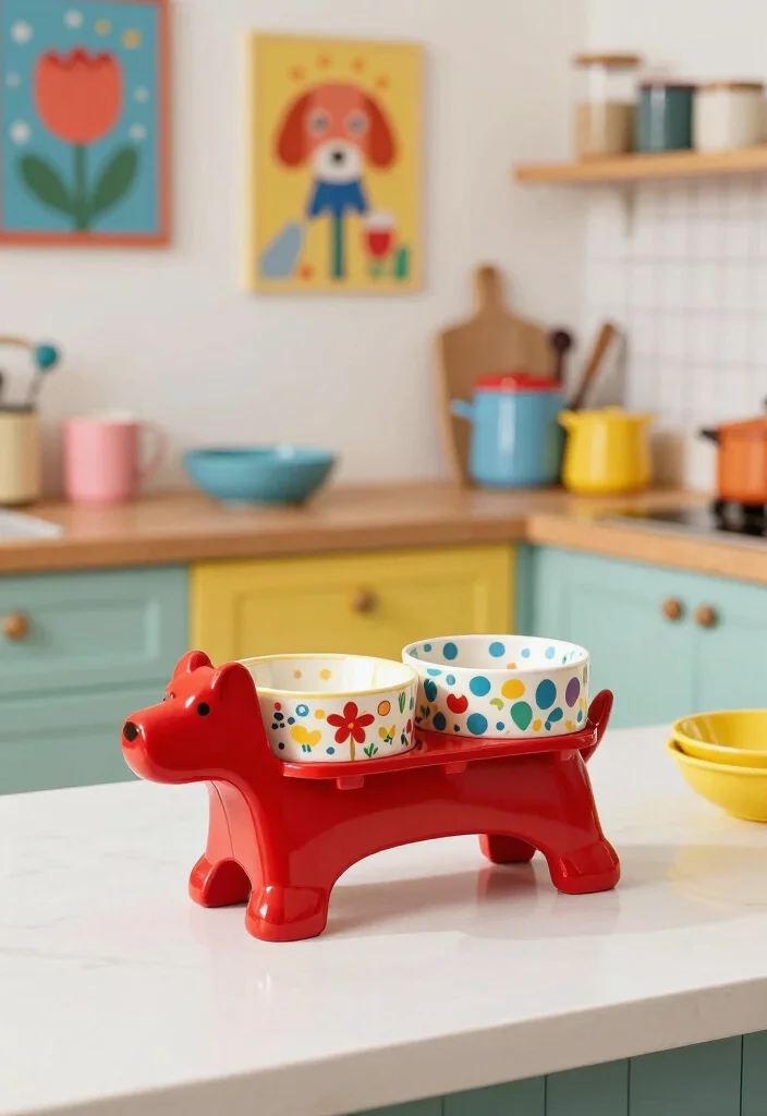 18 Dog Bowl Stand Ideas That Feel Stylish & Practical - 7. Colorful and Fun Designs 1