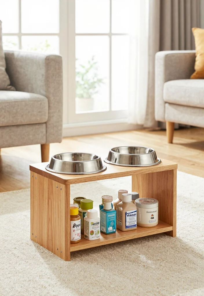 18 Dog Bowl Stand Ideas That Feel Stylish & Practical - 9. Stylish Integrated Storage Solutions 1