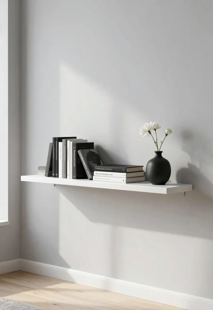 18 Floating Shelf Bookshelf Ideas That Feel Light & Modern - 1. Minimalist Monochrome 1